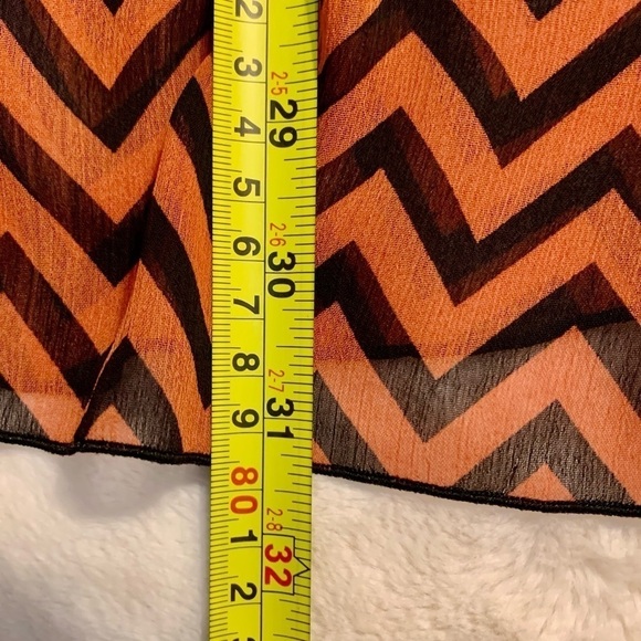 H&M Tunic Top XS/S Black Rust Chevron Stripe Sleeveless Semi-Sheer Tank - Picture 12 of 14